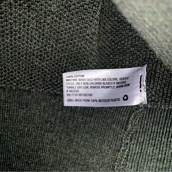 Green Textured Long Sleeve Shirt Men’s Medium Waffle Weave Top Fall Winter Warm - Picture 7 of 8